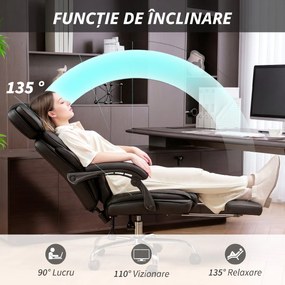 HOMCOM Scaun de Birou din Piele PU cu Suport pentru Picioare, Tetieră și Suport Lombar | Aosom Romania