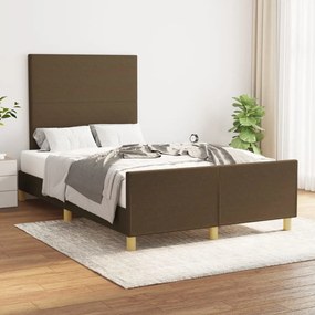 Cadru de pat cu tablie, maro inchis, 180x200 cm, textil Maro inchis, 120 x 200 cm, Design simplu