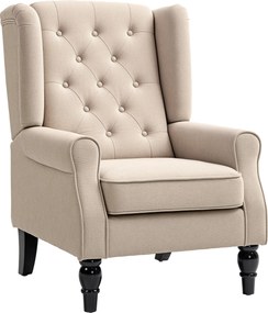 HOMCOM Scaun Decorativ Capitonat cu Spatar Inalt, Cotiere Rotunjite Captusite și Sezut cu Captuseala Groasa, Albastru | Aosom Romania