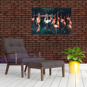 Tablou - turmă de flamingo (90x60 cm)