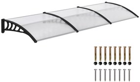 Outsunny Acoperiș din Policarbonat și Aluminiu pentru Balcoane, Ferestre și Uși, Pensilină Exterioară cu Suport din PP, 303x96x27 cm, Transparent