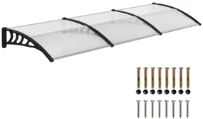 Outsunny Acoperiș din Policarbonat și Aluminiu pentru Balcoane, Ferestre și Uși, Pensilină Exterioară cu Suport din PP, 303x96x27 cm, Transparent