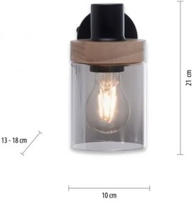 Spot de perete JUST LIGHT. 11311-18 PASQUAL 1xE27/40W/230V negru/ficus de cauciuc