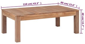 Masuta de cafea, 110x60x40 cm, lemn de tec cu finisaj natural 110 x 60 x 40 cm