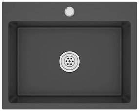 Chiuveta de bucatarie lucrata manual, negru, otel inoxidabil Negru, 55 x 44 x 20 cm