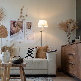 Lampă de podea clasică din oțel cu abajur reglabil alb - Ladas