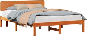 vidaXL Cadru de pat Maroniu cerat 140 x 200 cm Lemn de pin masiv