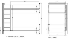 Pat Suprapus Lara 90x200 cm, pentru Copii/Tineri, Alb – Vipack