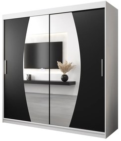Dulap de haine 200 cm Eclipse (Alb mat + Negru mat). 1063428