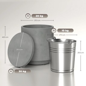HOMCOM Măsuță Multifuncțională cu Găleată de Gheață 10L și Capac Gri Deschis | Aosom Romania