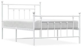 353600 vidaXL Cadru de pat metalic cu tăblie de cap/picioare, alb, 107x203 cm