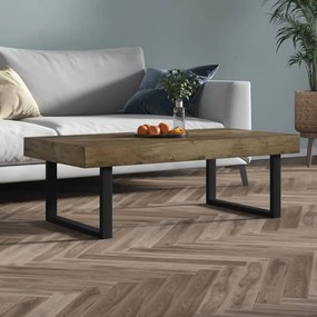 vidaXL Măsuță de cafea, maro închis &amp; negru, 120x60x40 cm, MDF și fier