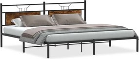 vidaXL Cadru de pat fără saltea Stejar afumat 193x201cm Lemn prelucrat