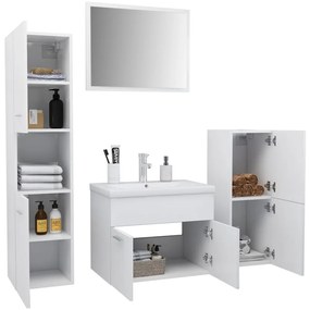 Set mobilier de baie, alb, lemn prelucrat
