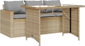 vidaXL Set mobilier de grădină, 2 piese, cu perne, bej, poliratan