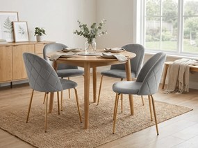 Scaun de dining INCA VELVET cu picioare aurii, gri deschis