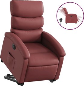vidaXL Fotoliu rabatabil electric cu ridicare, roșu vin