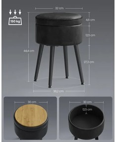 Taburet din piele CORE, negru