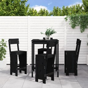 3157803 vidaXL Set mobilier bar de grădină, 5 piese, negru, lemn masiv de pin