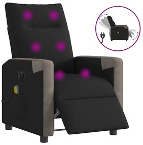 vidaXL Fotoliu electric de masaj rabatabil, negru, textil