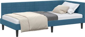 vidaXL Cadru de pat colțar albastru 90 cm x 200 cm Catifea
