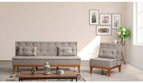 Set Canapea si Fotoliu, Lemn Solid, Fuoco, 2 Piese, Crem