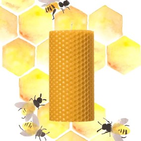 Lumanare Marturie  din Ceara de Albine naturala tip fagure H10 5,5cm Natural, 10 cm, 5,5 cm