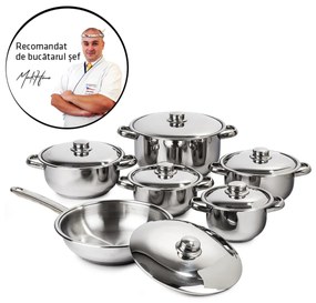 Set oale inox cu capac inox 4Home Destiny, 12 piese
