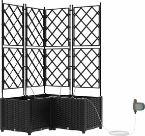 vidaXL Vază pentru Grădină 3 pcs Negru Oțel