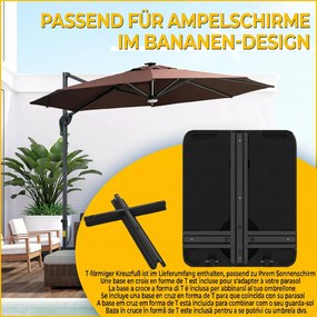 Outsunny Bază pentru Umbrelă din Plastic cu Consolă cu 2 Roți și Mâner, 80x60x19 cm, Negru | Aosom Romania