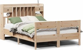 vidaXL Pat cu bibliotecă fără saltea, 140x200 cm, lemn masiv de pin