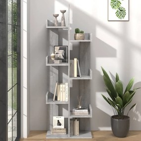 816006 vidaXL Bibliotecă, sonoma gri, 48x25,5x140 cm, lemn prelucrat