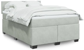 vidaXL Pat box spring cu saltea, gri deschis, 140x200 cm, catifea