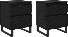 vidaXL Dulap de noapte cu sertar 2 pcs Stejar Negru 40 x 35 x 50 cm