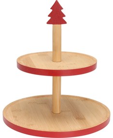 Etajeră din bambus pentru dulciuri, 2 etaje, roșu