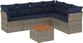 vidaXL Set canapele de grădină cu perne, 7 piese, gri, poliratan