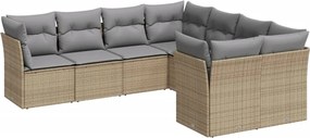 vidaXL Set canapele de grădină, 8 piese, cu perne, bej, poliratan
