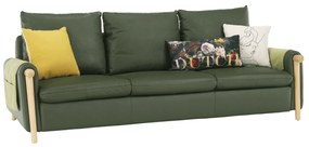 Canapea complet tapiţată 3 locuri, piele / piele ecologică verde măslin, LINSY
