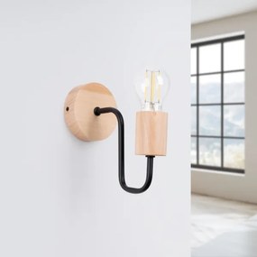 Lampă de perete Sollux SL.1668 TIMBO 1xE27/15W/230V negru/bej/fag