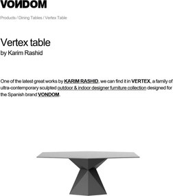 Masa dining de exterior / interior design ultra-modern premium 180x94cm VERTEX 51008 VONDOM