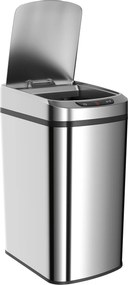 HOMCOM Coș Gunoi 12L cu Senzor Infraroșu, Buton Touch și Găleată Detașabilă, Coș de Gunoi din Oțel Inoxidabil, ABS și PP, 28x22x41 cm, Argintiu | Aosom Romania