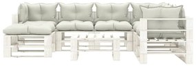 3052428 vidaXL Set mobilier grădină din paleți, 8 piese, perne bej, lemn