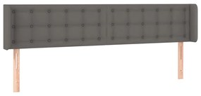 Tablie de pat cu LED, gri, 183x16x78 88 cm, piele ecologica 1, Gri, 183 x 16 x 78 88 cm