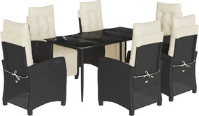 vidaXL Set mobilier de grădină cu perne, 7 piese, negru, poliratan