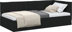 vidaXL Cadru de pat colțar cu headboard Negru 100 x 200 cm țesătură