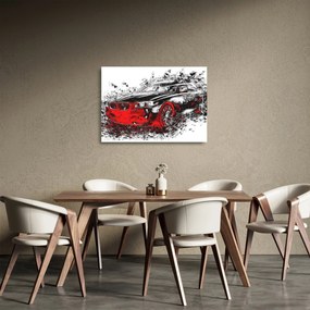Tablou pe sticlă - Mașina pictată în acțiune (70x50 cm)