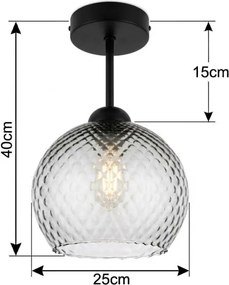 BRILAGI - LED lustră aplicată R GLASS 1xE27/60W/230V Ø 25 cm negru/gri fumuriu