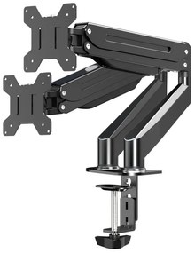 Suport monitor Esperanza ERW020, 17"-27", Pentru 2 monitoare, Mecanism cu arc, VESA 75/100 mm, Pana la 6 kg per brat, Negru