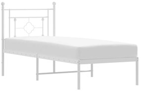 374378 vidaXL Cadru de pat metalic cu tăblie, alb, 75x190 cm
