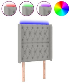 vidaXL Tăblie de pat cu LED, gri deschis, 83x16x118/128 cm, textil